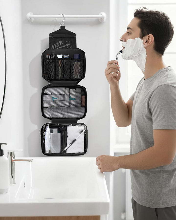 Maliton Kulturbeutel Herren，Faltbare Kulturbeutel zum Aufhängen mit 4 Fächern, Grosse Waschtasche fü