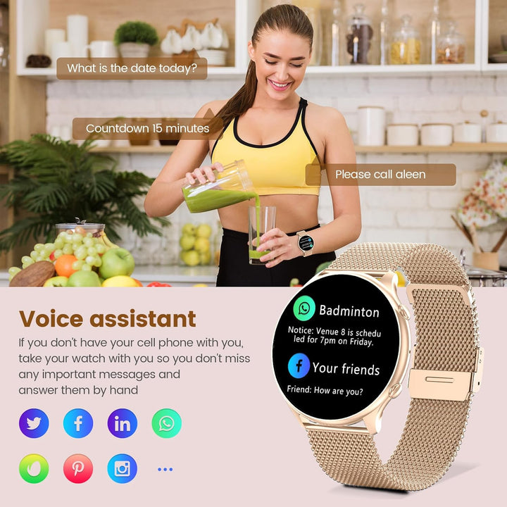 elfofle Smartwatch Damen mit Telefonfunktion, 1,39" TFT HD Touchscreen, IP67 Wasserdicht mit 120 Spo