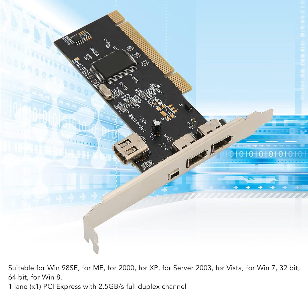 1394 Firewire-Karte, PCIe 3-Port-Erweiterungskarte, mit 1 Lane PCI Express mit 2,5 GB/s Vollduplex-K