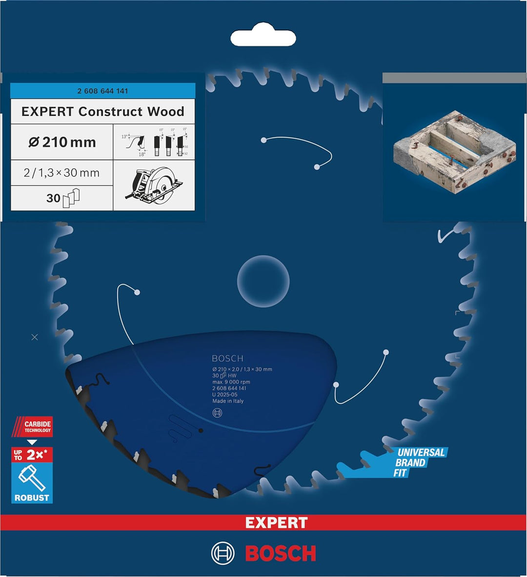 Bosch Professional Kreissägeblatt Expert for Construct Wood (Holz, 210 x 30 x 2 mm, 30 Zähne, Zubehö