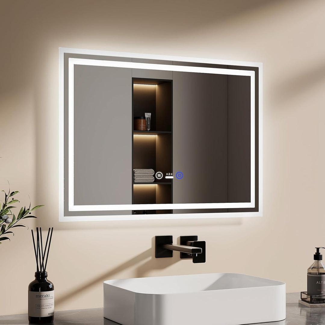 EMKE LED Badspiegel mit Bewegungssensor 70x50cm Sensor Spiegel mit Beleuchtung mit Beschlagfrei, 3 L