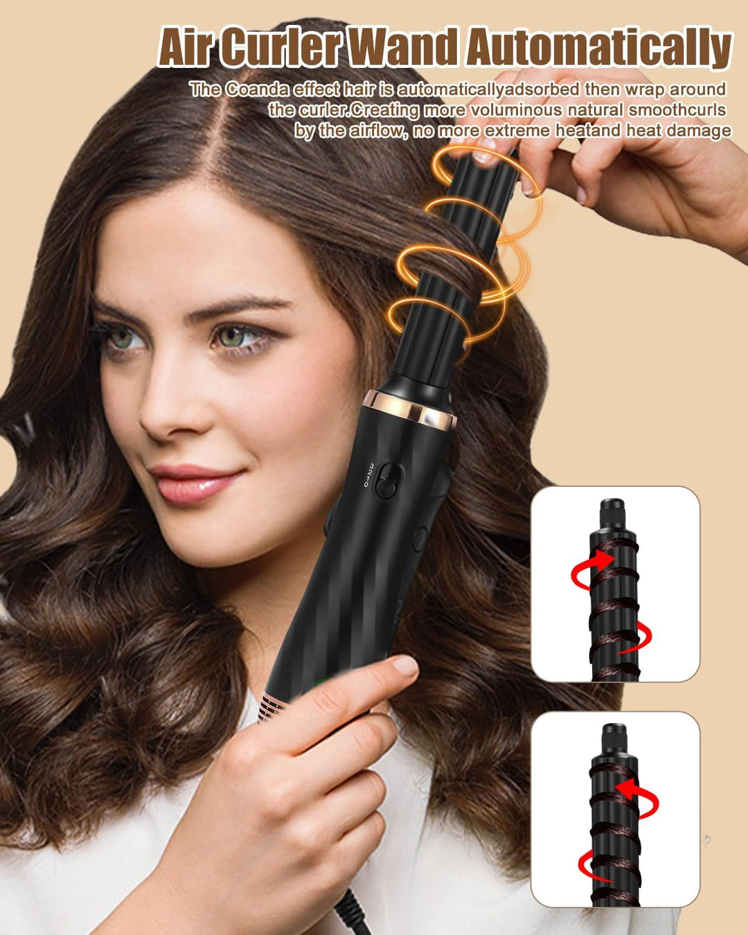 Hairstyler 6 in 1 Air Styler Set Mit 1000W Haartrockner, Rundbürstenföhn, Airflow Lockenstab Automat