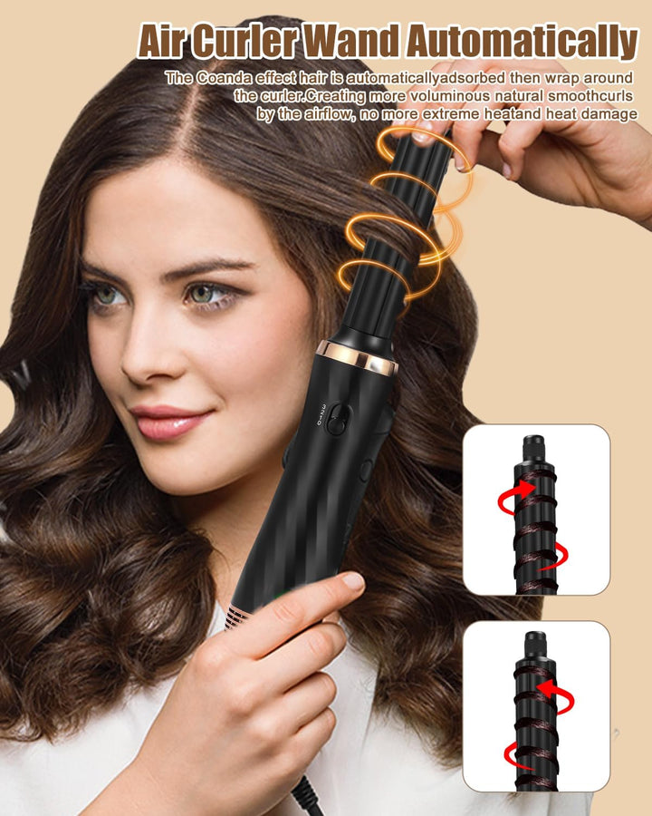 Hairstyler 6 in 1 Air Styler Set Mit 1000W Haartrockner, Rundbürstenföhn, Airflow Lockenstab Automat