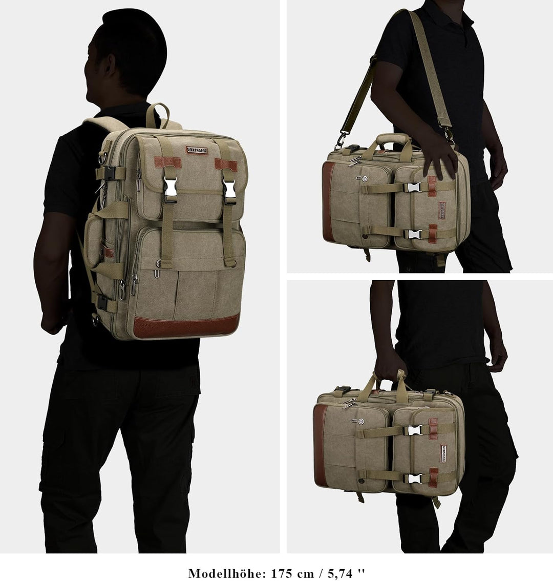 WITZMAN Reiserucksack Herren Canvas 40L Laptop Rucksack Fit 16 Zoll Vintage Rucksack für Herren Gesc