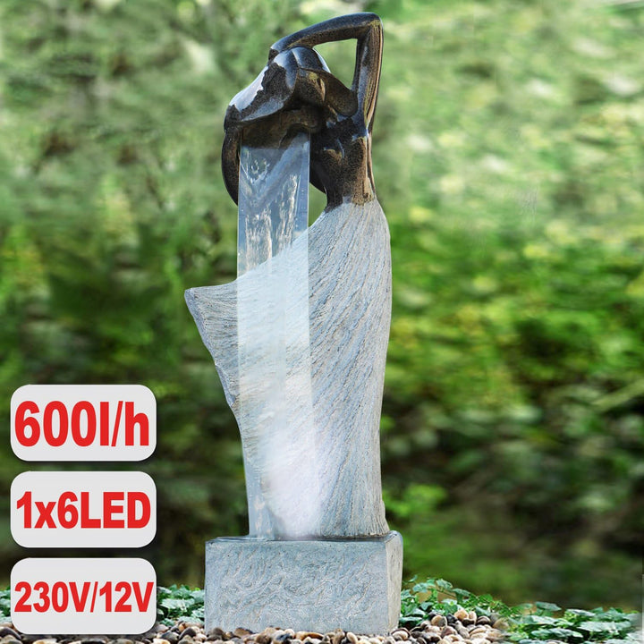 Gartenbrunnen Brunnen Zierbrunnen Zimmerbrunnen Springbrunnen Brunnen DANCING Lady mit LED-Licht mit