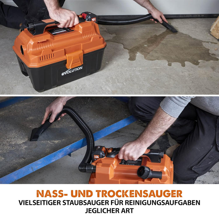 Evolution Power Tools R11VAC-Li Kabelloser Nass- und Trockensauger und Staubabsauger mit leistungsst