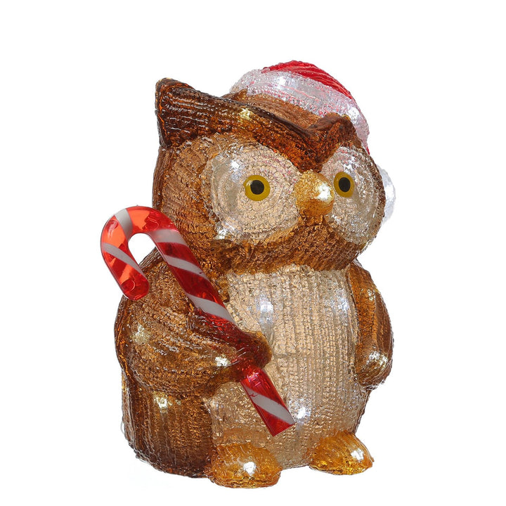 Acrylfigur Weihnachten Aussen Dekofigur Gartenfigur 24cm (LED Eule mit Zuckerstange), LED Eule mit Z