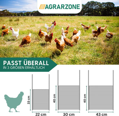 Agrarzone automatische Hühnertür Hühnerklappe mit Schieber 22 x 33 cm | Türöffner Hühnerstall mit Ze