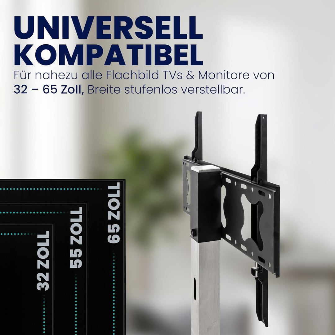 CLP TV-Ständer I Universelle Fernseher-Halterung, Farbe:Edelstahl, Form:eckig carré Edelstahl, carré