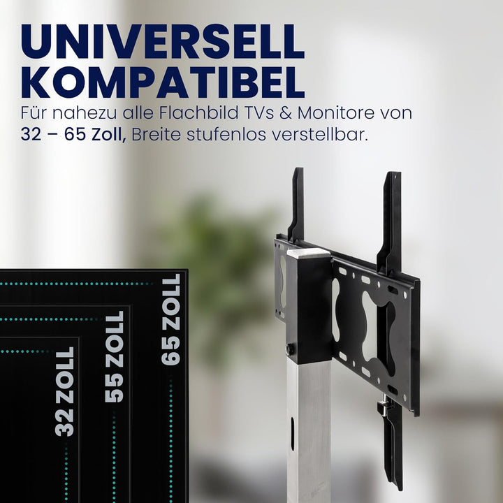 CLP TV-Ständer I Universelle Fernseher-Halterung, Farbe:Edelstahl, Form:eckig carré Edelstahl, carré
