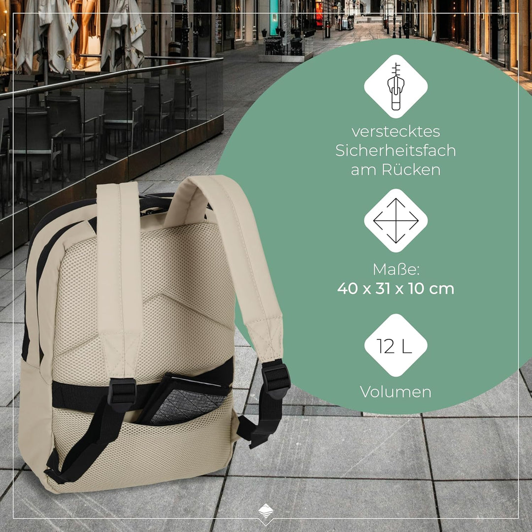 Travelite Handgepäck Rucksack, Laptopfach 13 Zoll, wasserabweisender Tagesrucksack mit Aufsteckfunkt