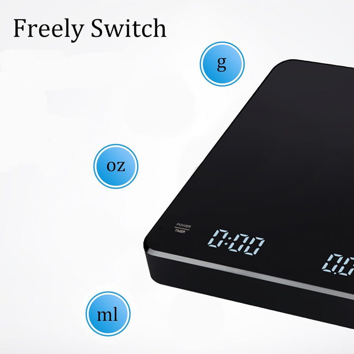 Lancoon Kaffeewaage mit Timer 3kg/0,1g Kleine Kaffeewaage mit Schwerkraftmessgerät Wiederaufladbar K