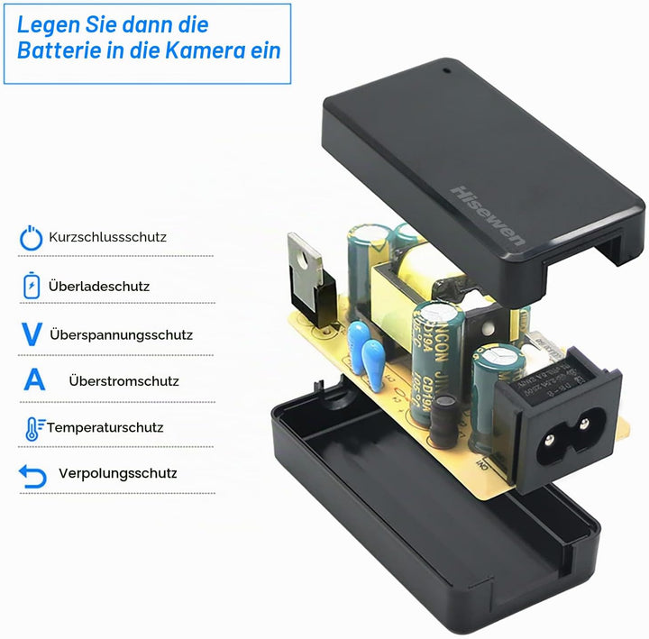 Hisewen AC-PW20 Netzteil NP-FW50 Dummy Akku für Sony Alpha ZV-E10 A6000 A6100 A6300 A6400 A6500 A500
