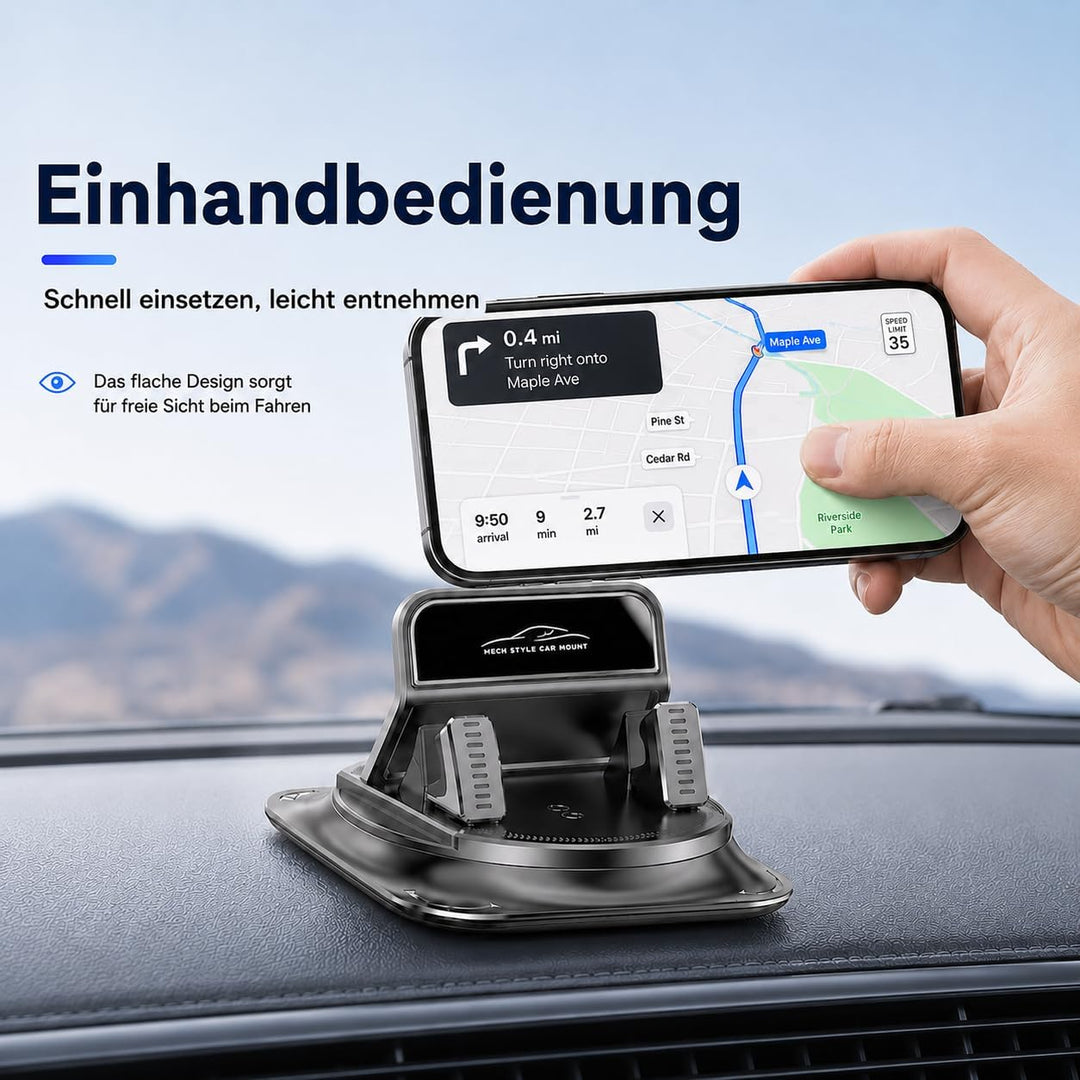 Generisch 360-Grad-Drehbarer Handyhalter fürs Auto mit Anti-Rutsch-Grips und einhändiger Bedienung,