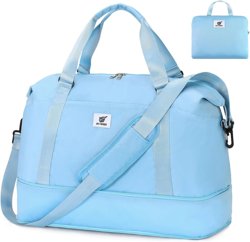 SKYSPER Sporttasche 50L Faltbar Reisetasche Handgepäck Herren Damen Weekender Duffle Bag für Flugzeu