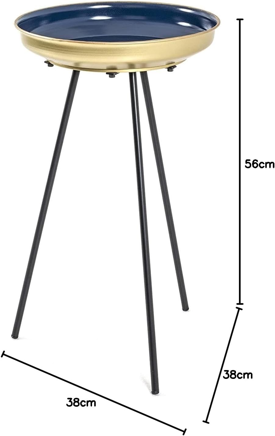 HAKU Möbel Beistelltisch 2er Set, Metall, schwarz-gold, Ø 38 x H 56 cm / Ø 38 x H 66 cm, Schwarz-gol