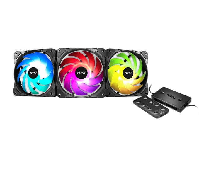 MSI MAX F12A-3H 120 mm Gehäuse Lüfter (3 x 120 mm Lüfter, LED-Steuerung, Fernbedienung, 3er Pack, sc