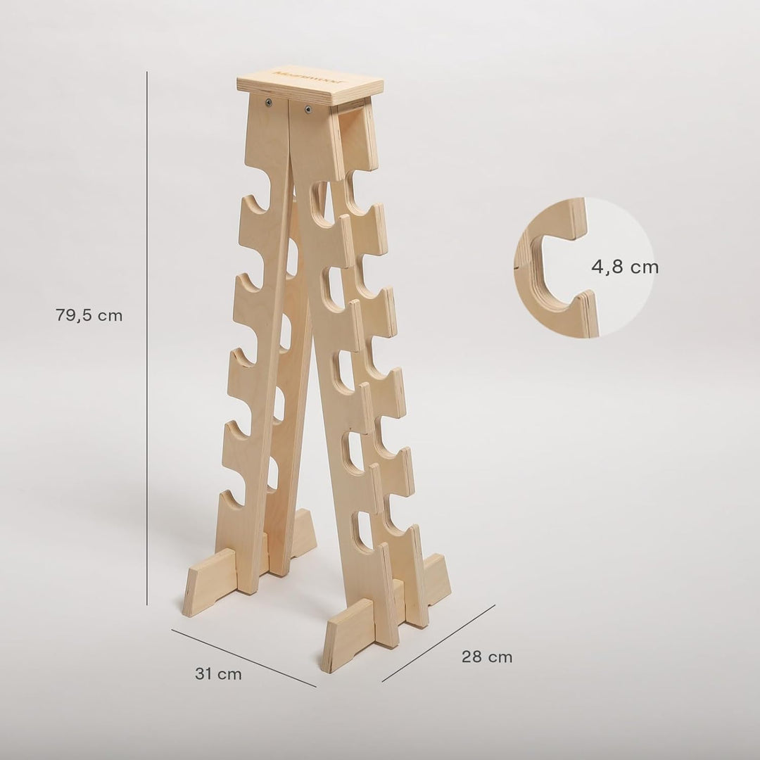 Meanswood Hantelständer Holz – Hantelablage für Zuhause, Kurzhantel Regal, Hantelhalterung aus Holz