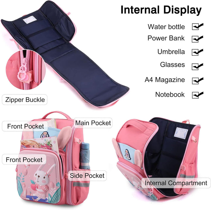 FANDARE Niedlich Kinderrucksack Schulranzen Reflektierend Schultaschen Jungen Mädchen Schulrucksack