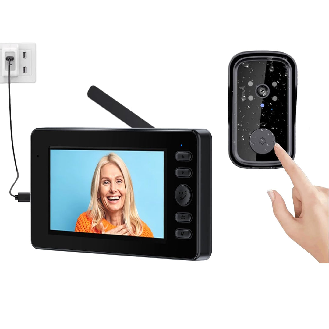 Video Türklingel mit 1080P Kamera Drahtloses Videotelefon mit 4.3 Zoll Ips-Bildschirm Kabellose Vide