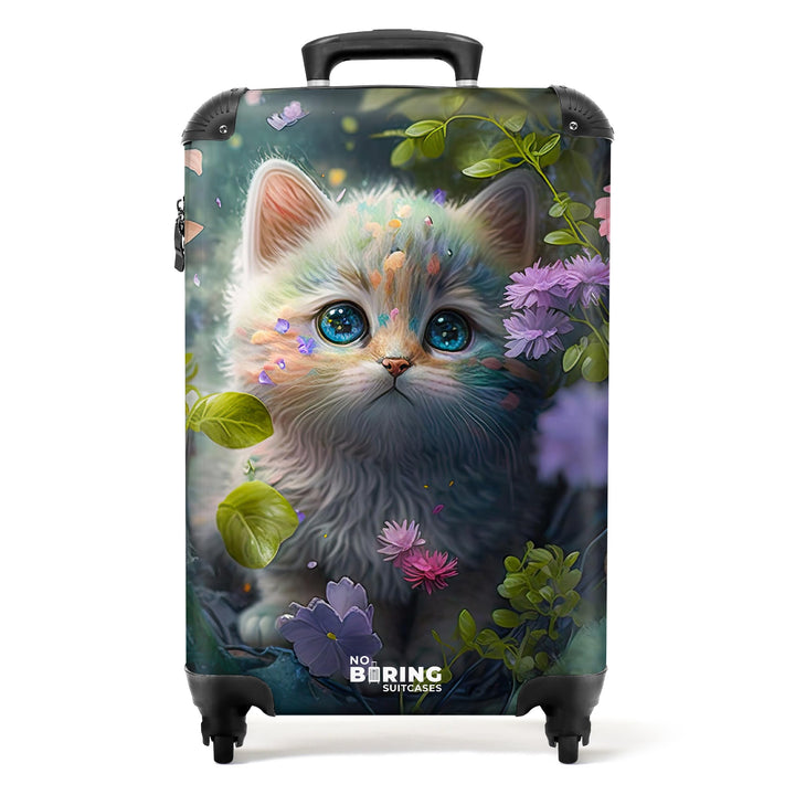 NoBoringSuitcases.com® Kinderkoffer Mädchen Koffer handgepäck Trolley - Kätzchen - Blumen - Wald - I
