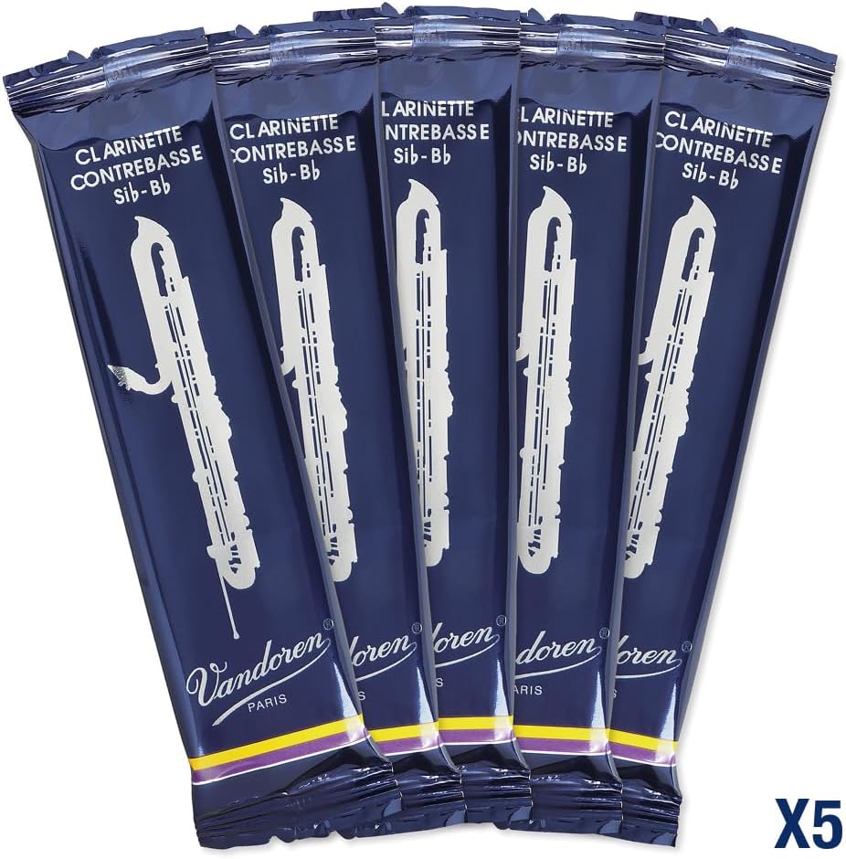 Vandoren CR153 Traditional Kontrabass-Klarinetten Blätter, 5 Einheiten Stärke 3, Stärke 3