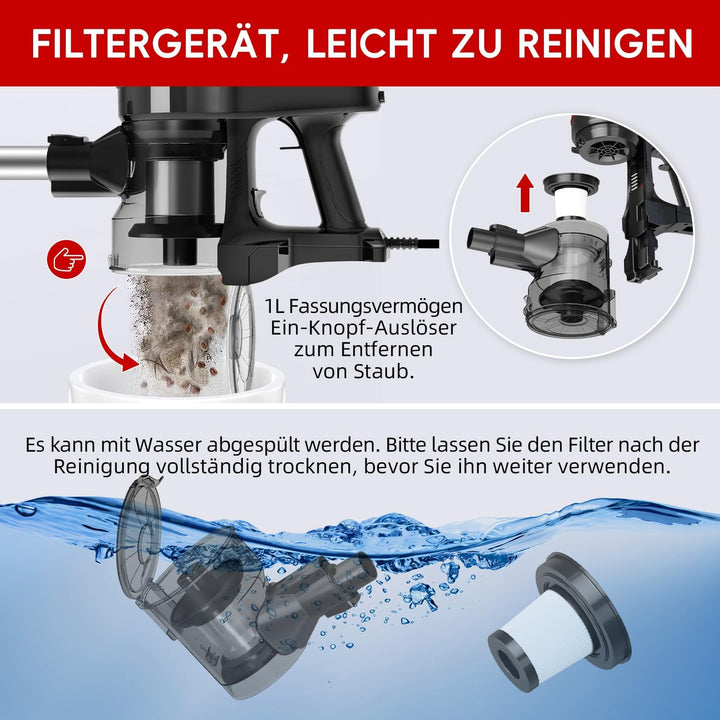 Staubsauger mit 5 Kabel,20KPa/500W,Kabelstaubsauger,Staubsauger,Handstaubsauger für Harte Böden/Tier