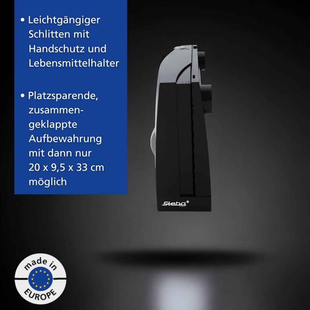 Steba Allesschneider AS100, platzsparend zusammenklappbar, Made in EU, Solinger Edelstahlmesser mit
