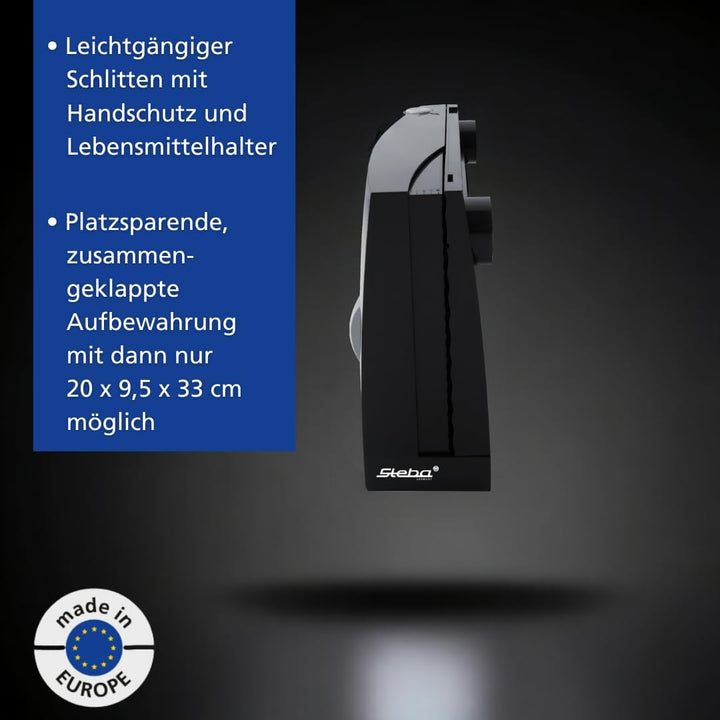 Steba Allesschneider AS100, platzsparend zusammenklappbar, Made in EU, Solinger Edelstahlmesser mit