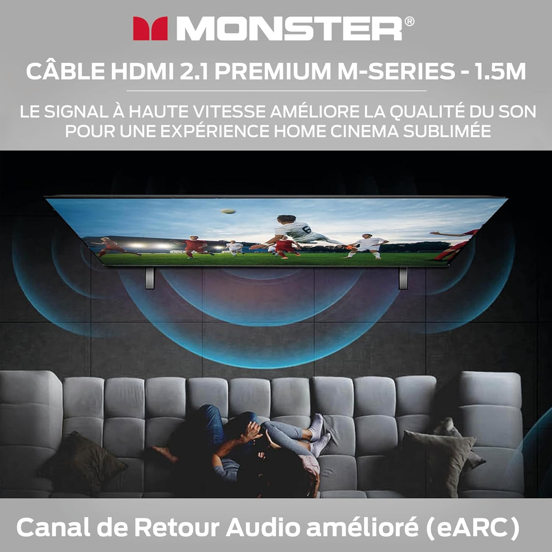 Monster M3000 HDMI Kabel 1,5m, HDMI 2.1 Kabel, HDMI-Kabel 8K, Ultra High Speed HDMI Kabel 48Gbps, 8K