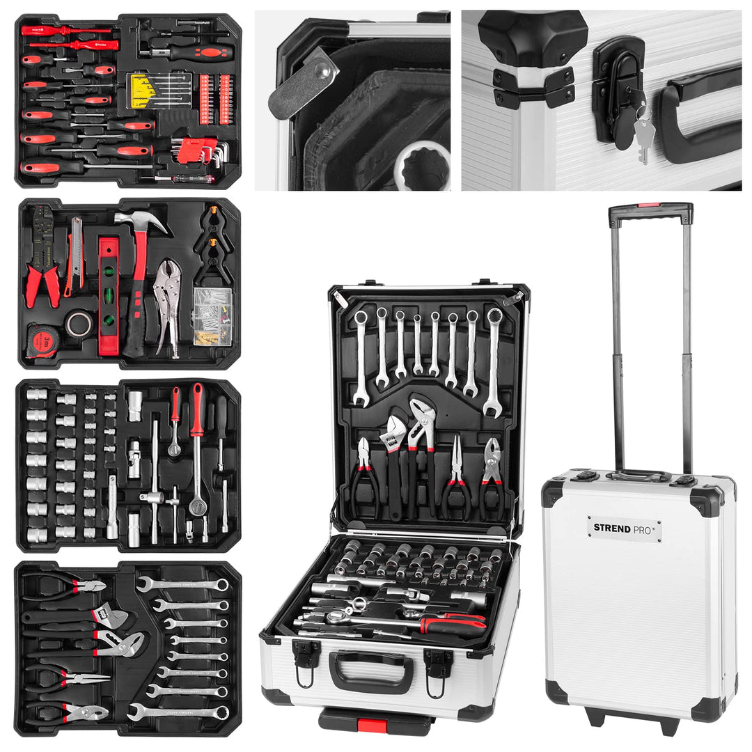 STREND PRO Werkzeugkoffer Gefüllt 117 Tlg. Werkzeugkiste - Perfektes Handwerkzeug Set für DIY- Werkz