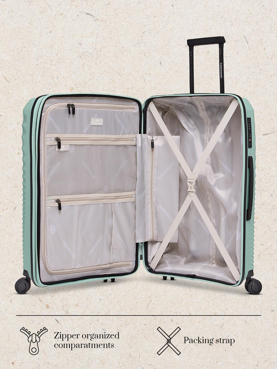 Eco Edition Mittelgrosser Hartschalen Koffer nachhaltig | Trolley 44 x 26 x 67 cm mit Dehnfalte von