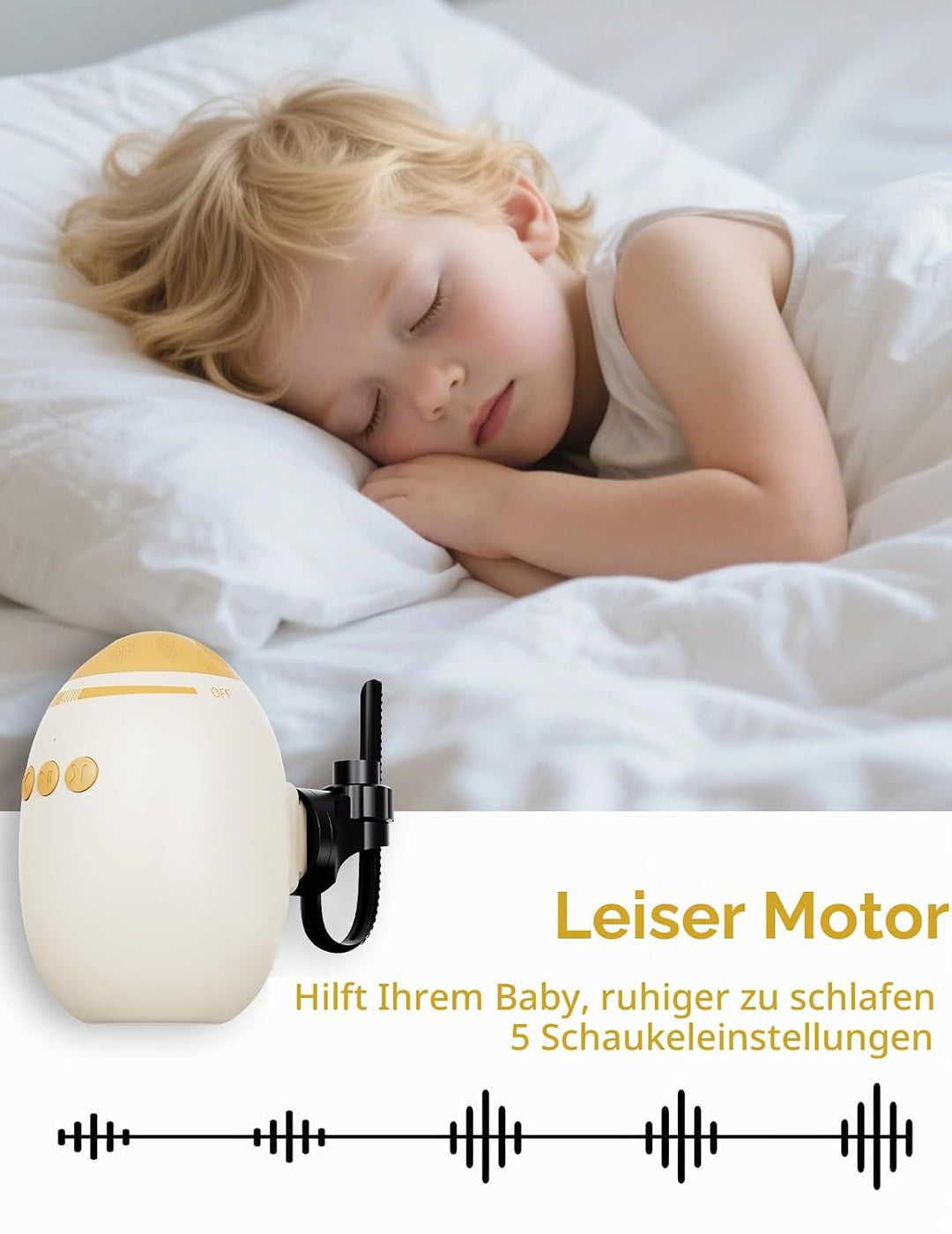 Kinderwagenschaukler, Wiederaufladbar Schlafhilfe für Babys Mit Timer, USB-C Aufladbar, Tragbare Sch