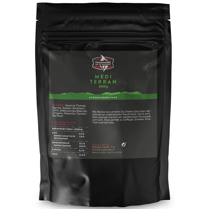 Royal Spice Udenheim Mediterran Gewürzmischung 200g – BBQ Gewürz für Fleisch, Chicken, Kräuterbutter