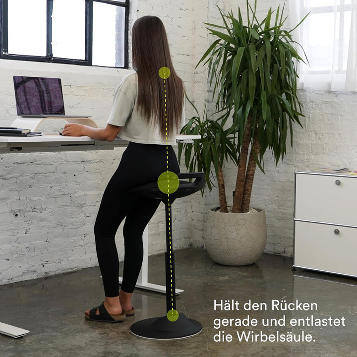 aeris Muvman High Stehhocker – ergonomische Stehhilfe – Stehsitz für gesundes und aktives Sitzen und