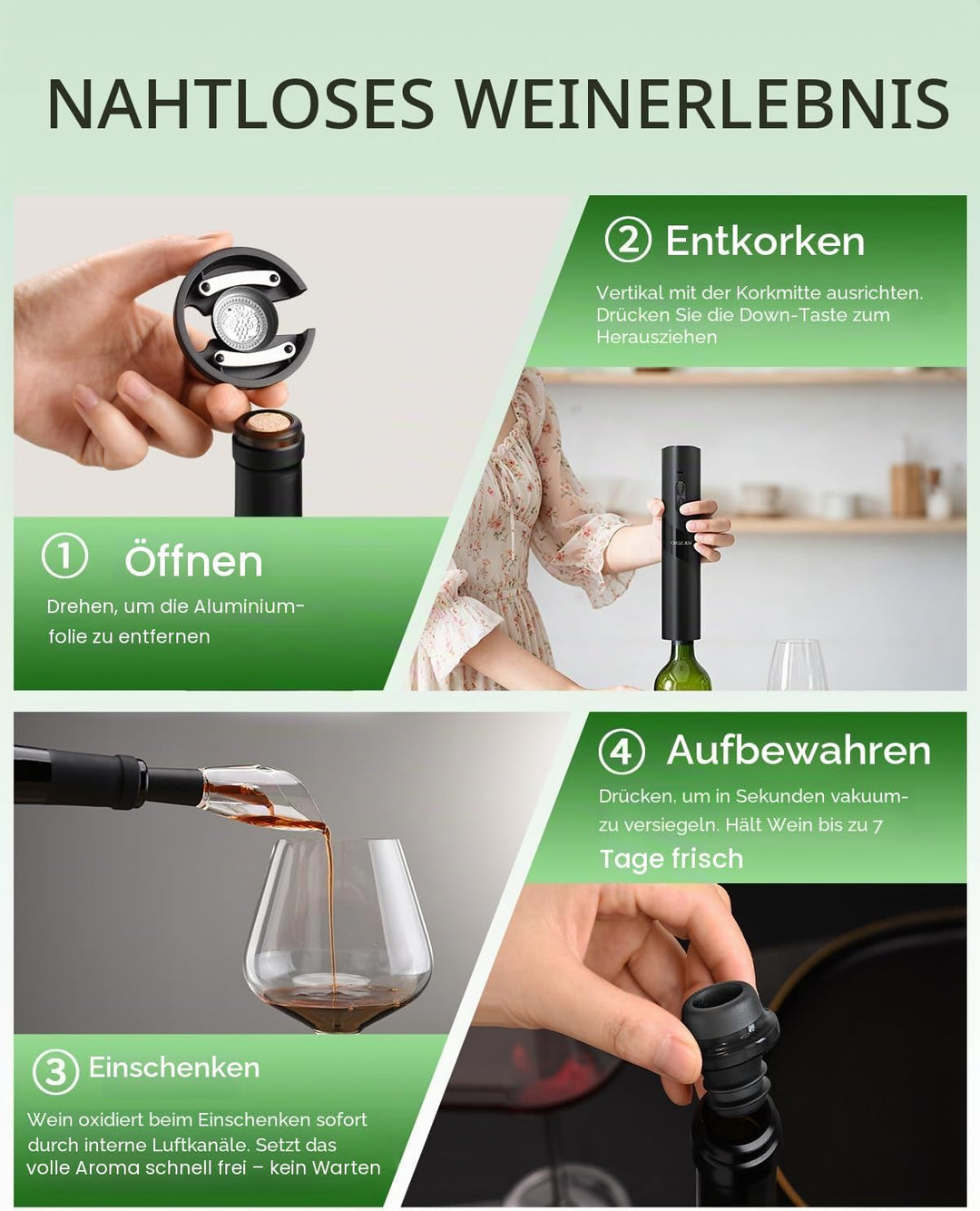 CIRCLE JOY Elektrischer Korkenzieher Wiederaufladbare 7-in-1 Weinöffner Geschenkset mit Elektrischem