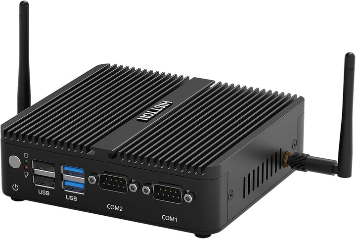 HISTTON Mini PC Lüfterlos Celeron J4125, DDR4 8GB RAM 128GB SSD, Industrie PC mit 2 RS232 COM, Dual