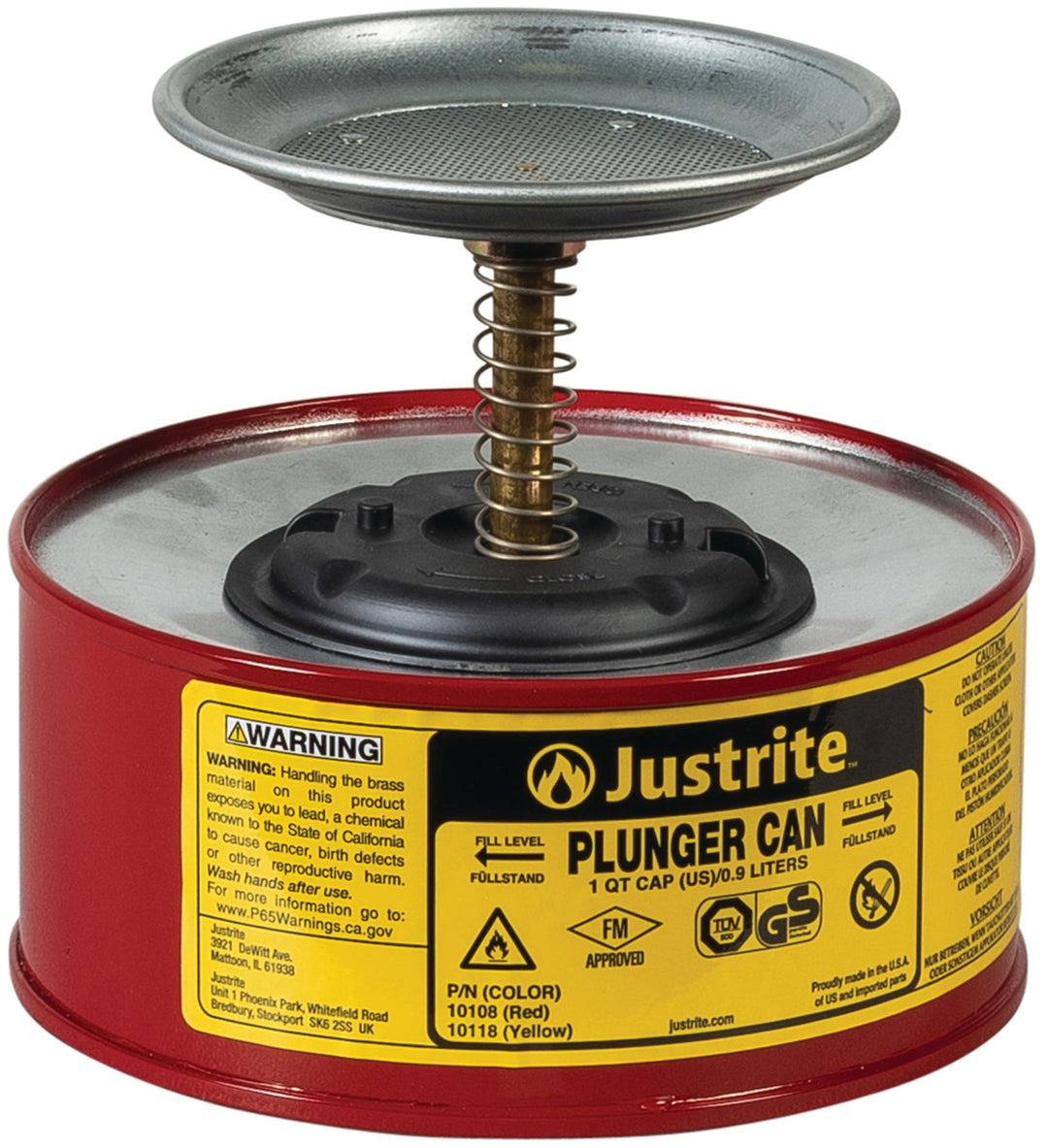 Justrite 10108 Sparanfeuchter 0.9L 18.5cm x 14.3cm Rot