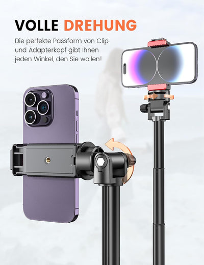 180cm Handy Stativ für Smartphone, Pnitri Stabiles Erweiterbarer Aluminium Stangen & Grössere und lä