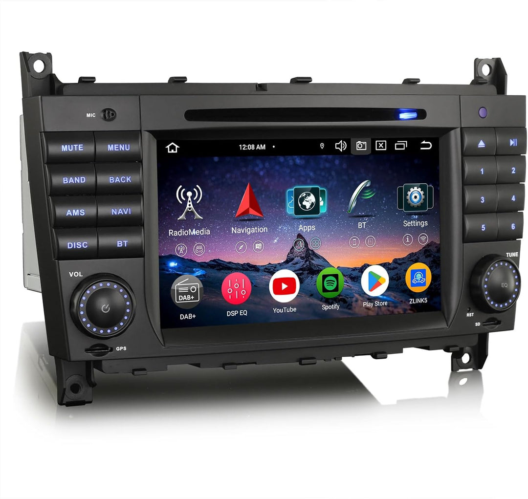 Erisin 7 Zoll 8-Kern 4GB+64GB Android 12 Autoradio mit GPS Navigation Für Mercedes Benz C/CLC/CLK Kl