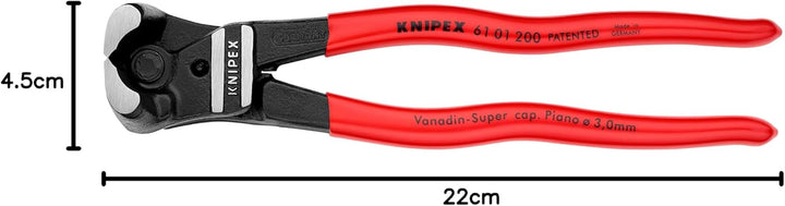 Knipex Bolzen-Vornschneider hochübersetzt schwarz atramentiert, mit Kunststoff überzogen 200 mm 61 0