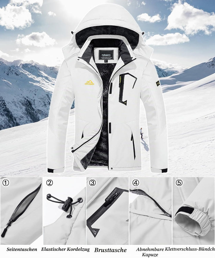 TACVASEN Damen Übergangsjacke Warm Winterjacke Gefüttert Wanderjacke Ski Jacket mit Wasserdichtem Re