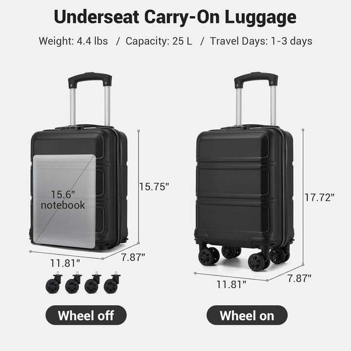 KONO Koffer Trolley Reisekoffer aus ABS+PC – Leichter Hartschalenkoffer mit 4 Zwillingsrollen und TS