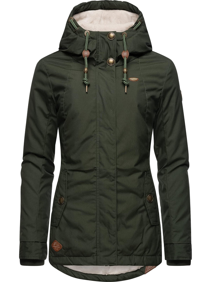 Ragwear Damen warme Winterjacke kurz mit Kapuze Monade XS-6XL S Dark Olive22, S Dark Olive22