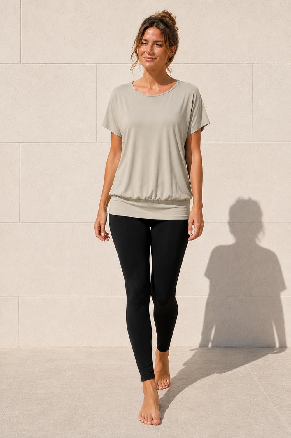 Van Der Rich ® - Tshirt Kurzam Rundhalsausschnitt Sommer- Damen M Beige, M Beige