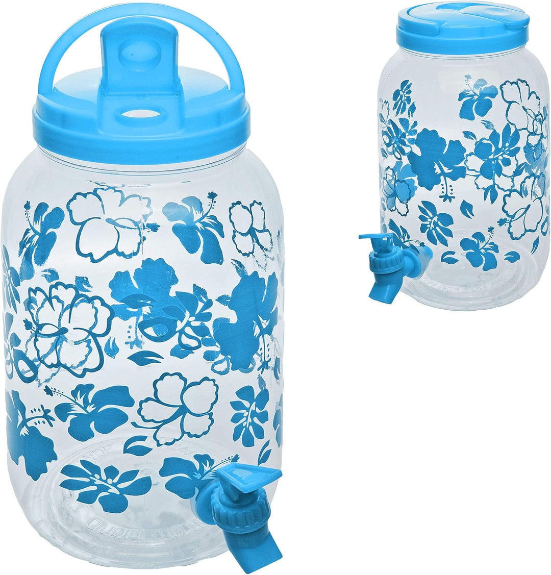 alles-meine.de GmbH 4 Stück 4 Liter - XL grosser Getränkespender - Blumen - rosa/grün/blau/orange -