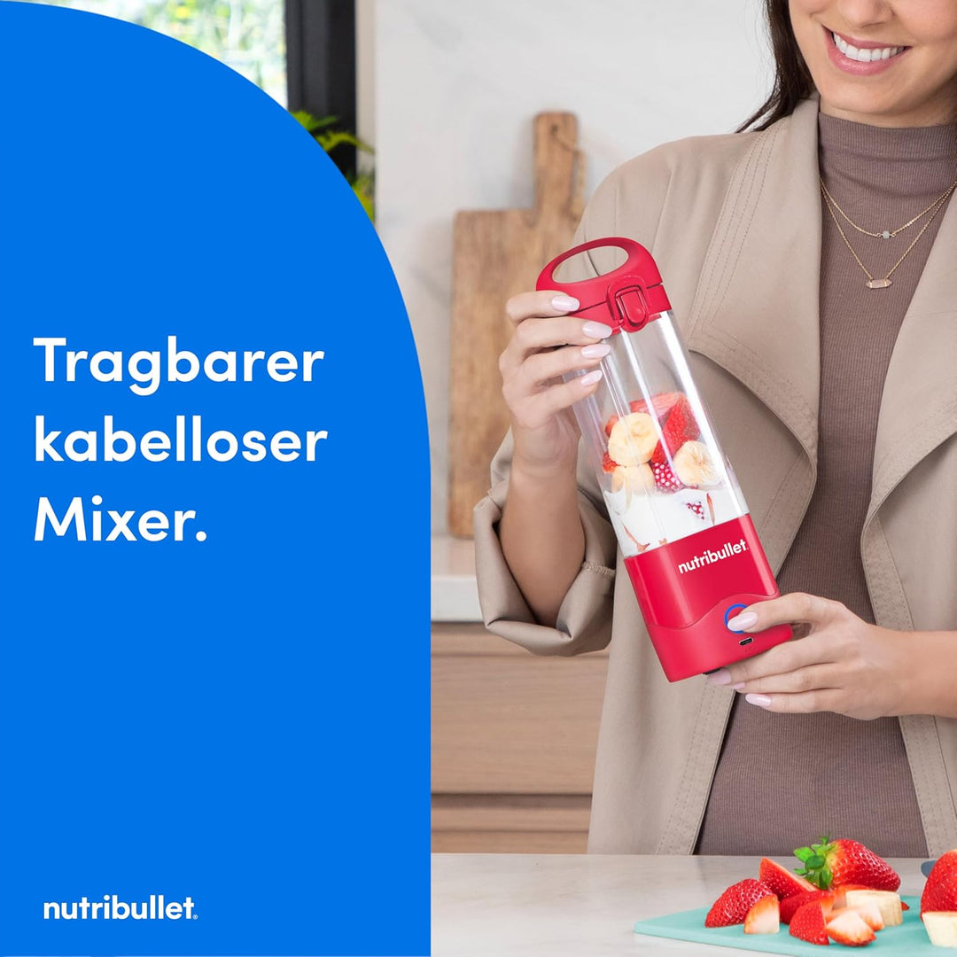 nutribullet Portable Mixer, 475ml BPA-freies Tritan Becher, Mini-Mixer mit 4-Punkt-Edelstahlklinge,
