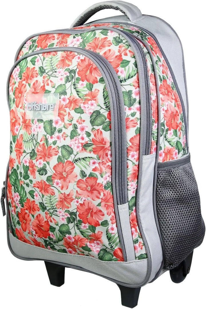 BAGTROTTER Rucksack mit Rollen Offshore Grau Blumen