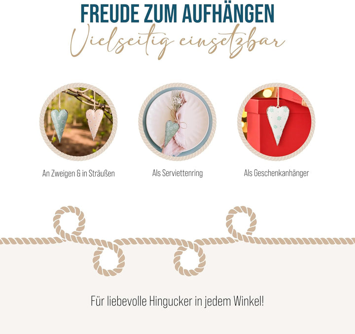 Logbuch-Verlag 12 Herzen Anhänger Metall Herzanhänger 8 cm rosa Pastellfarben 8 cm Dekoration give-A