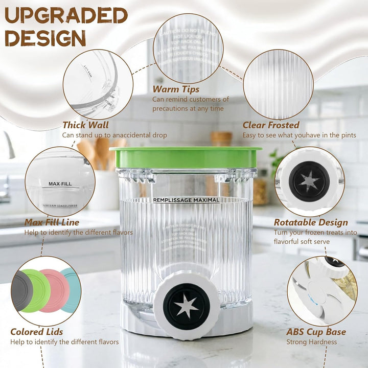 Creami Behälter, 4 Stück Behälter für Ninja Creami Swirl, Kompatibel mit Ninja Creami NC701EU NC700